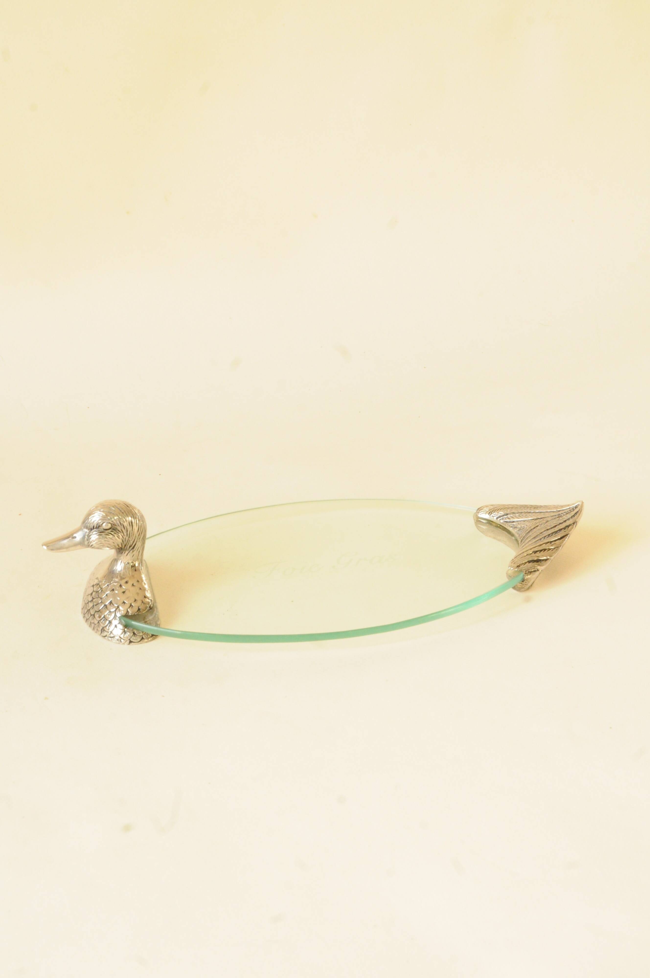 Vintage Foie Gras Dish - Duck Design – Glass Presentation Platter