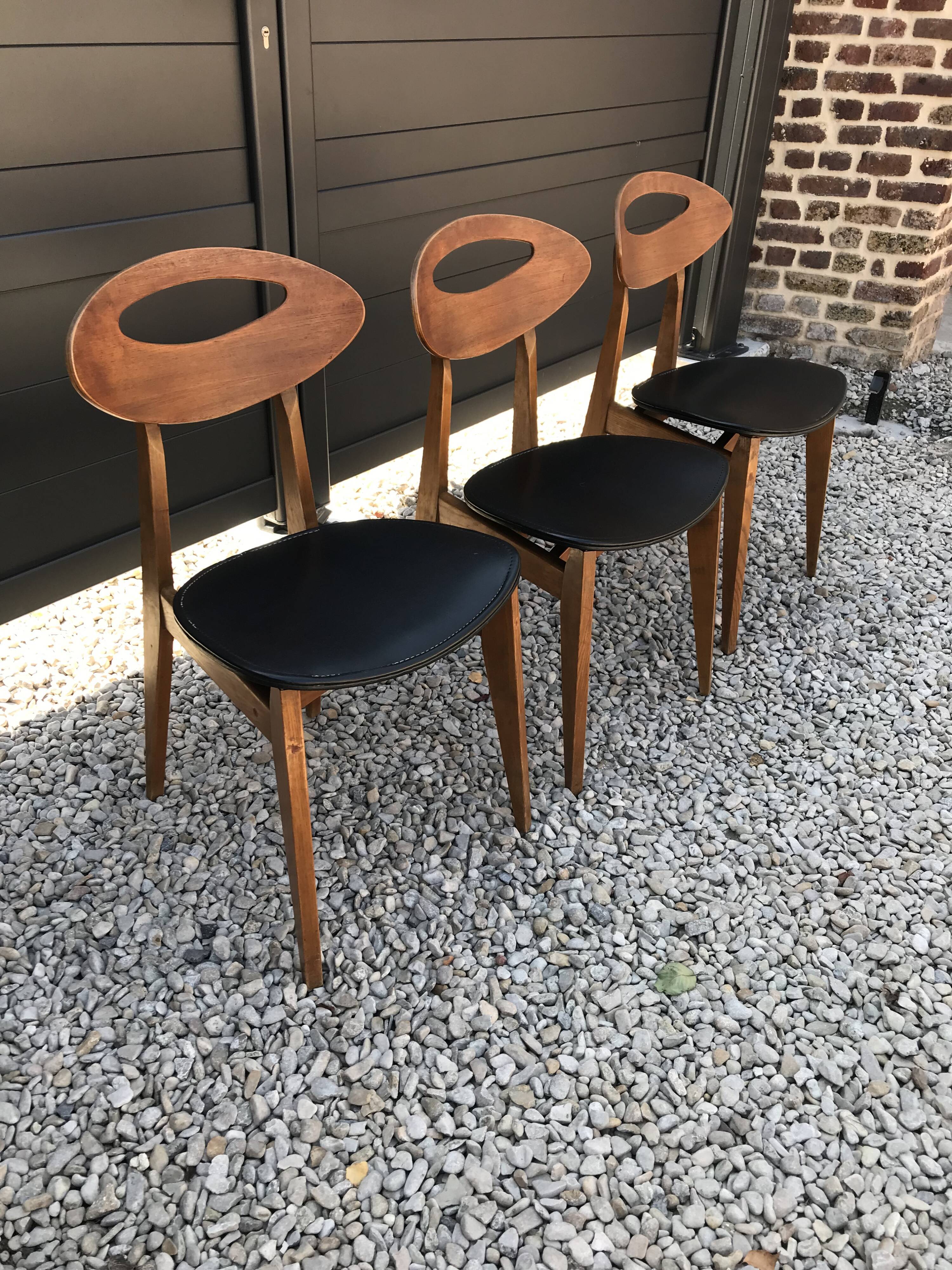 Set of 3 Roger Landault chairs for Sentou