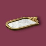 Antique wall mirror in gilded resin – back in red velvet