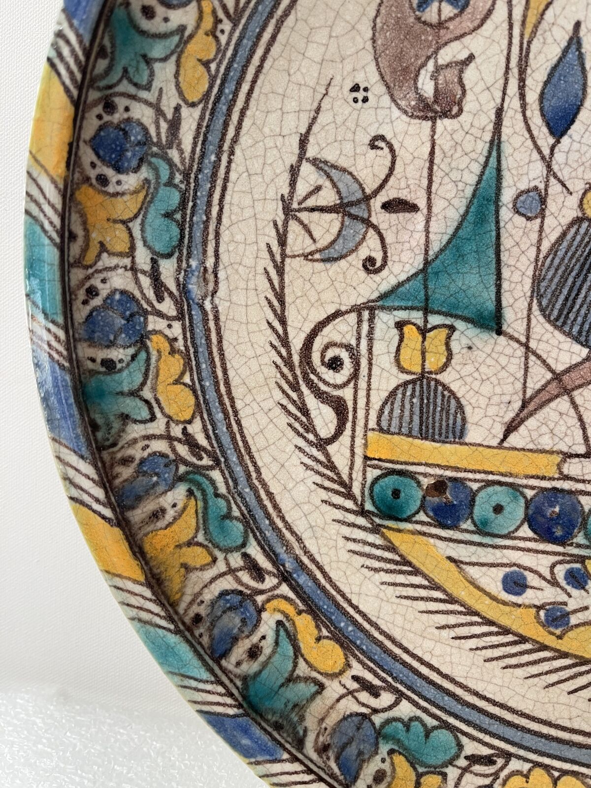 Morocco Fez flat polychrome cracked said Caravelle flamboyant eighteenth diameter 34 cm