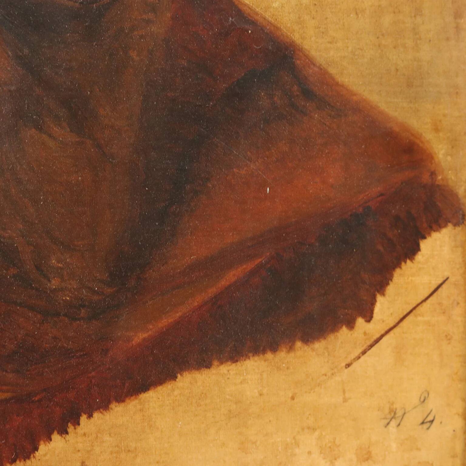 Ancient painting signed Filippo Marsigli, oil on paper, circa 1840.