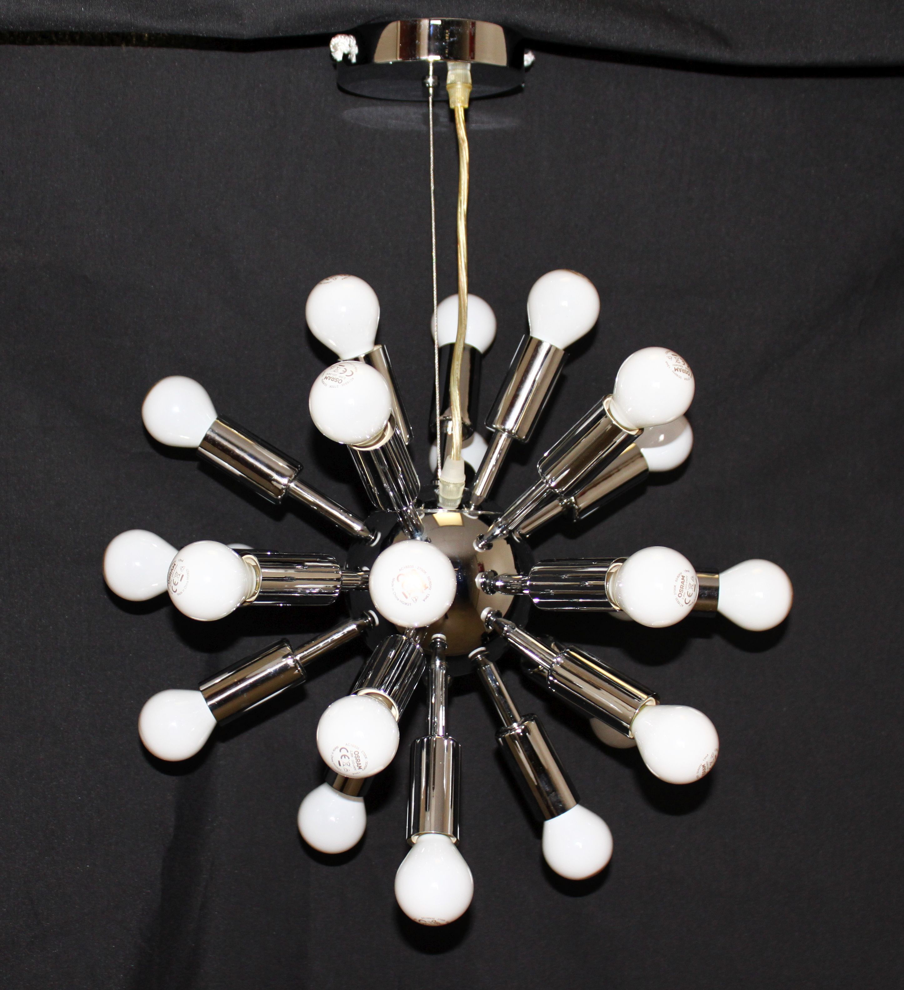 Sputnik chandelier in chrome metal, 24 lights