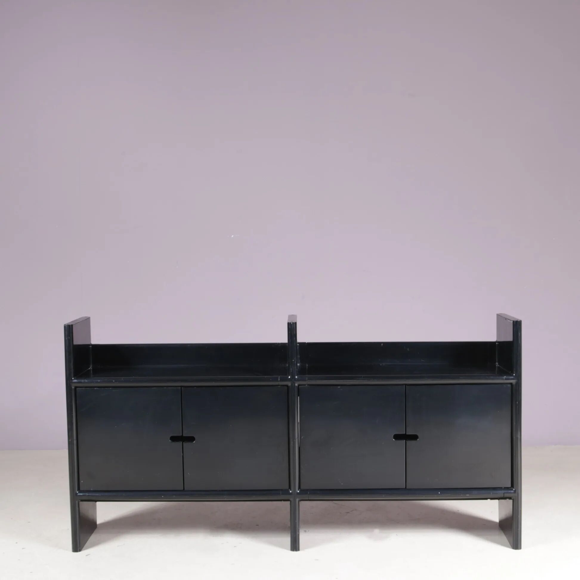 1970s low black plastic cabinet model Multiplo Harvey Guzzini Italy for Kastilia