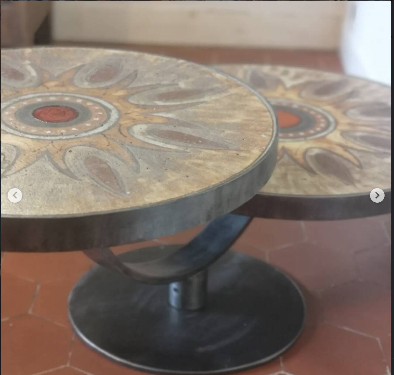 Table basse double plateau lave émaillée DS Picard / Monsan Picard vintage