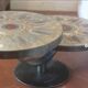 Table basse double plateau lave émaillée DS Picard / Monsan Picard vintage