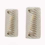 Pair of Barovier & Toso Style Modern Murano Glass Smoked Twisted Sconces