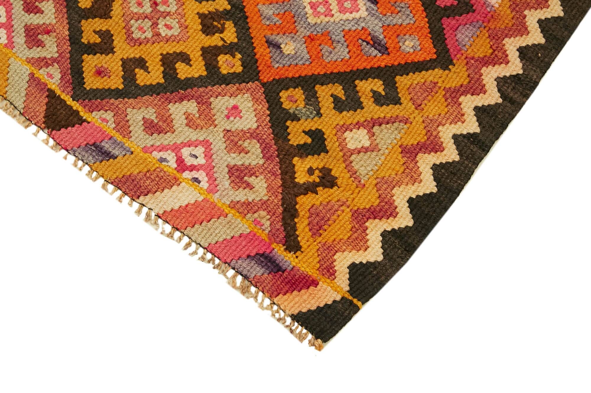 Turkish Handwoven Vintage Herki Kilim 100 cm x 380 cm