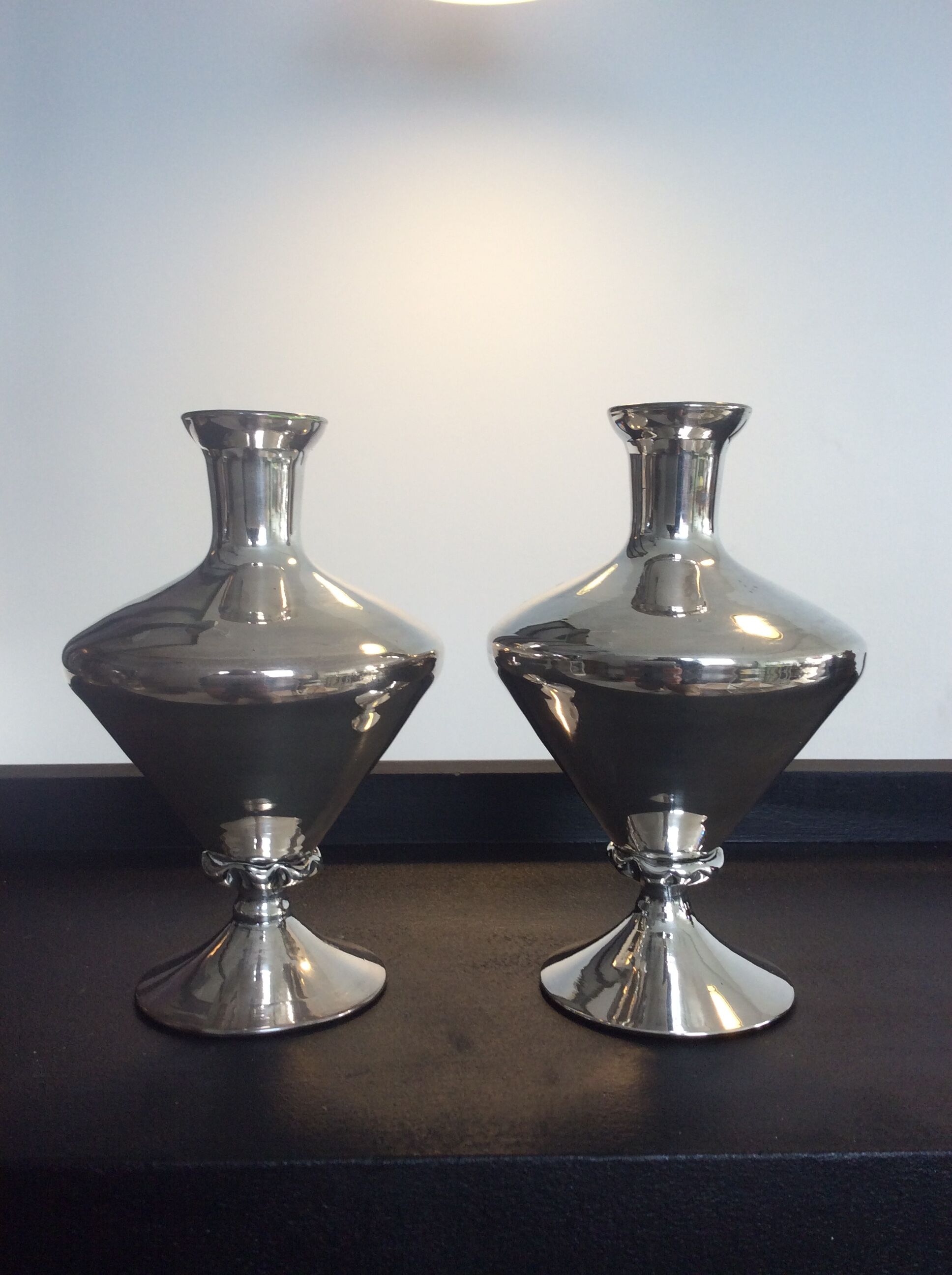 Pair of antique vases in mercurized eglomerized glass