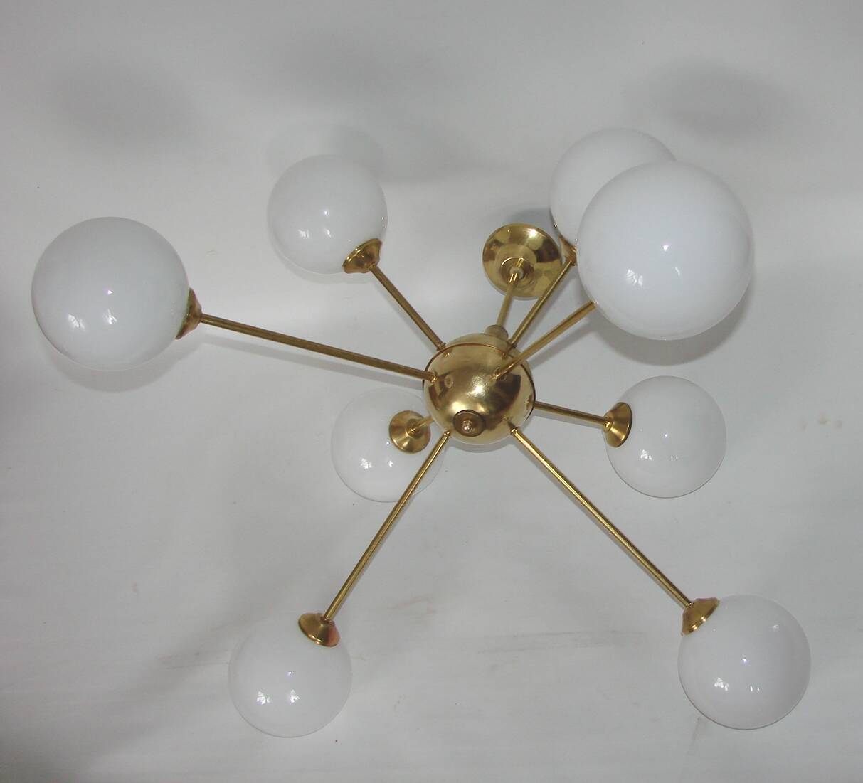 1960s Sputnik chandelier | Brass and glass | 8x E14 | Vintage