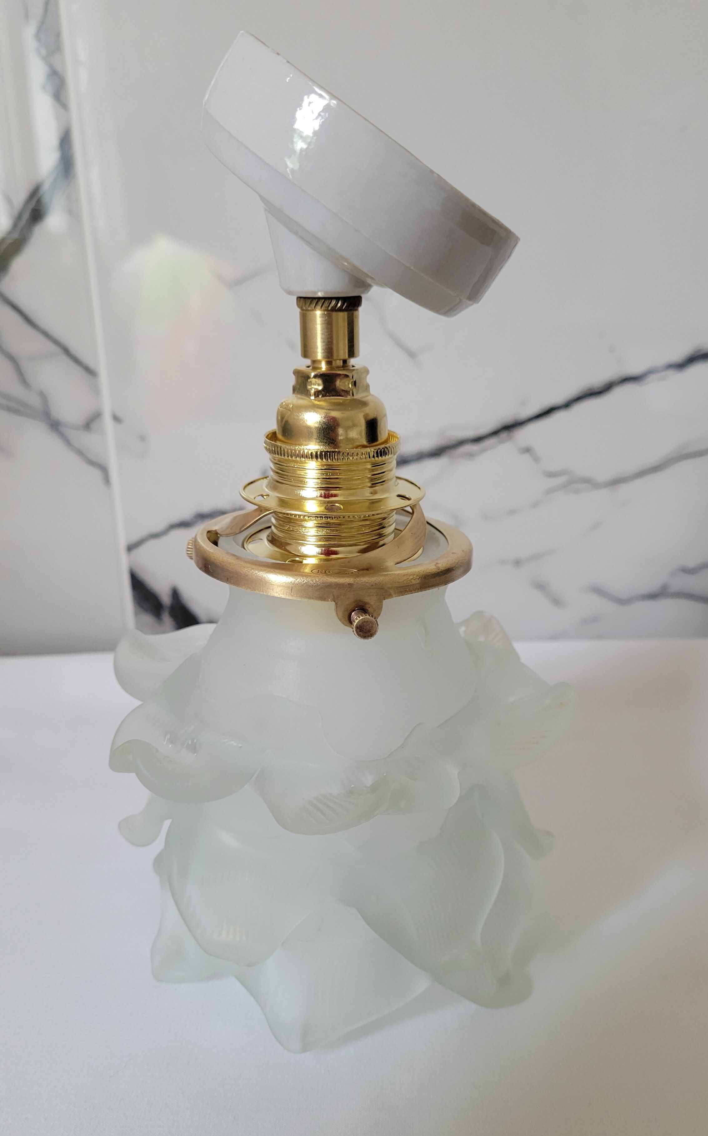 Glass and porcelain flower wall lamp