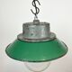 Green Enamel and Cast Iron Industrial Pendant Light, 1960s