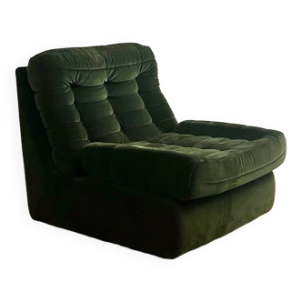 Green velvet fireside chair