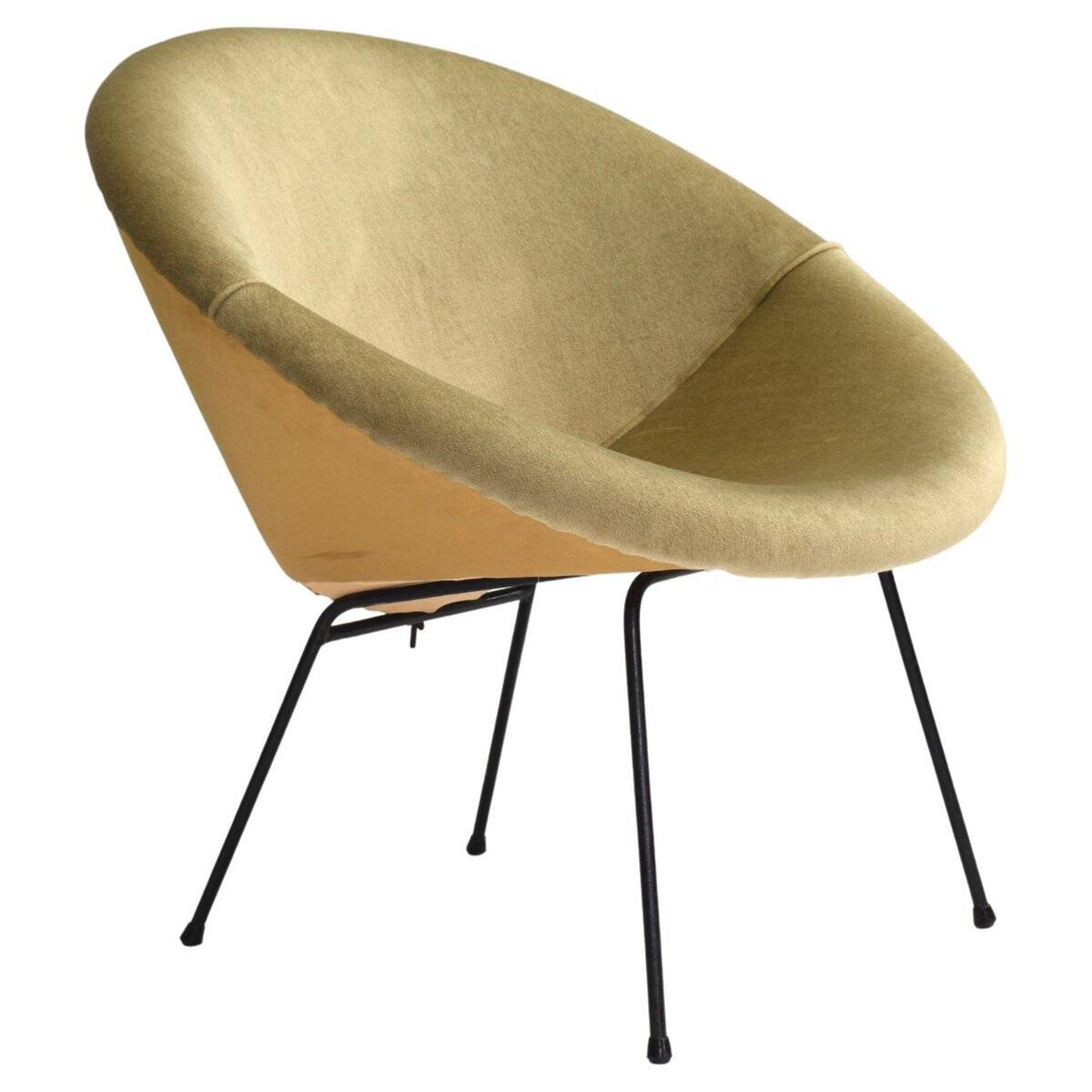 Fauteuil en velours en forme de cercle, années 1950