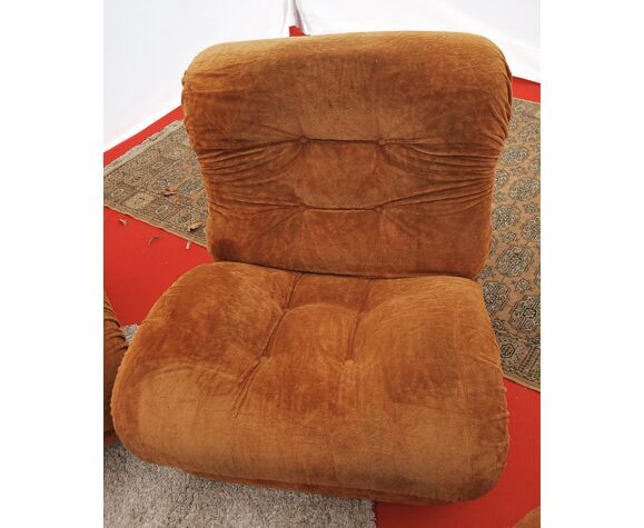 Set de 4 fauteuils vintage et pouf vintage