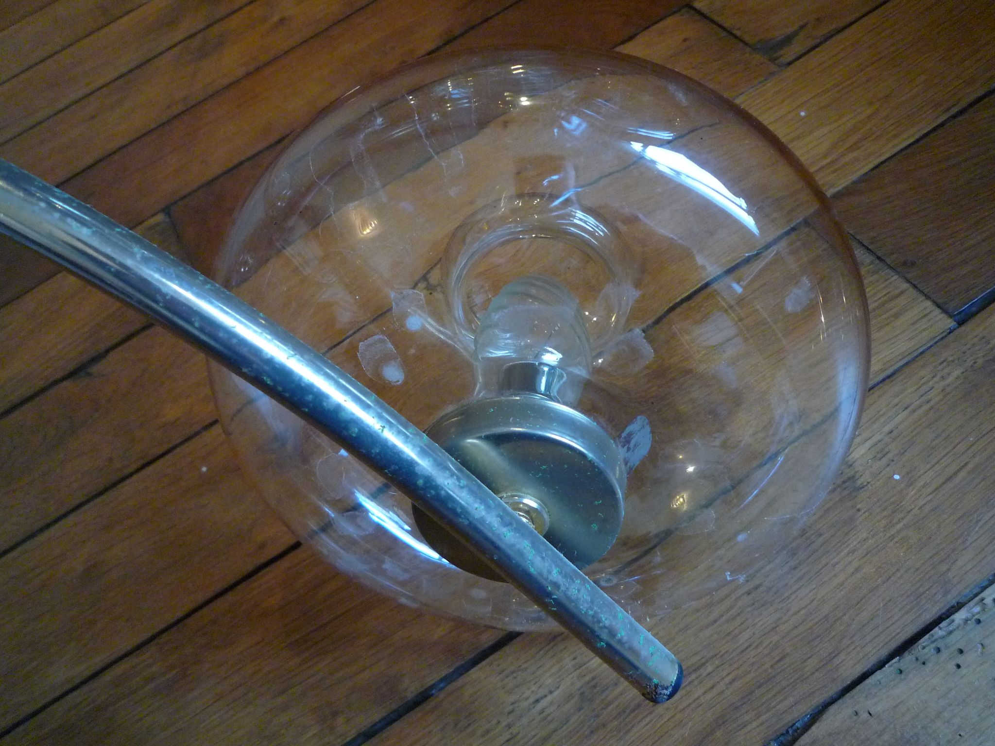 Vintage chandelier 6 lights, metal and glass, vintage 1950s