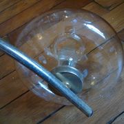 Vintage chandelier 6 lights, metal and glass, vintage 1950s