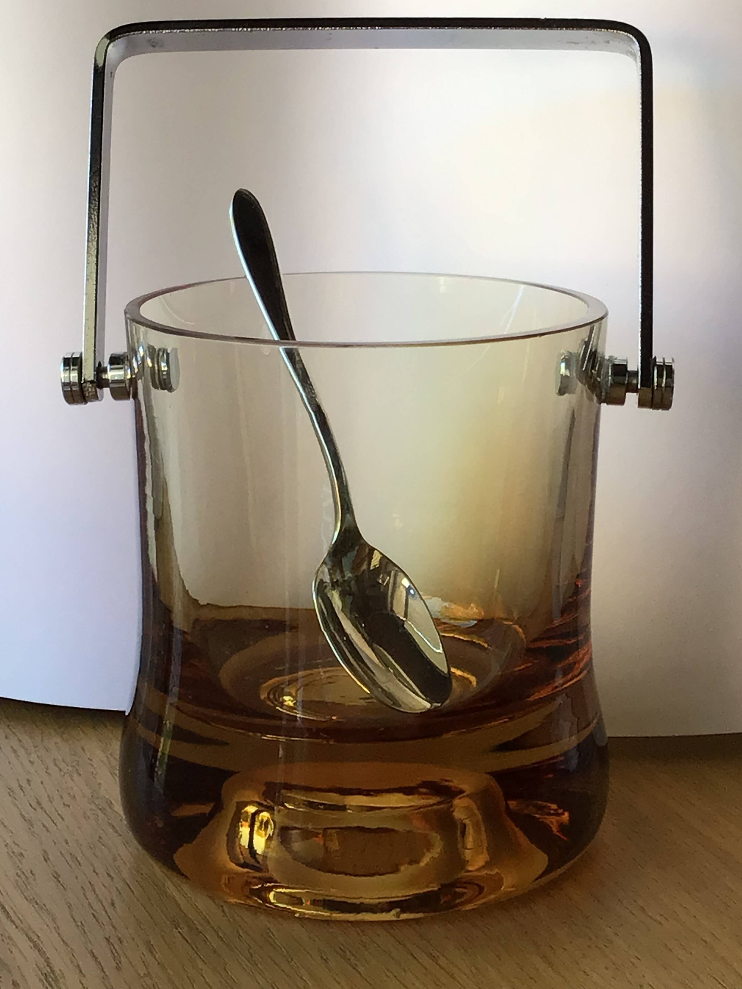 70s amber blown glass ice bucket
