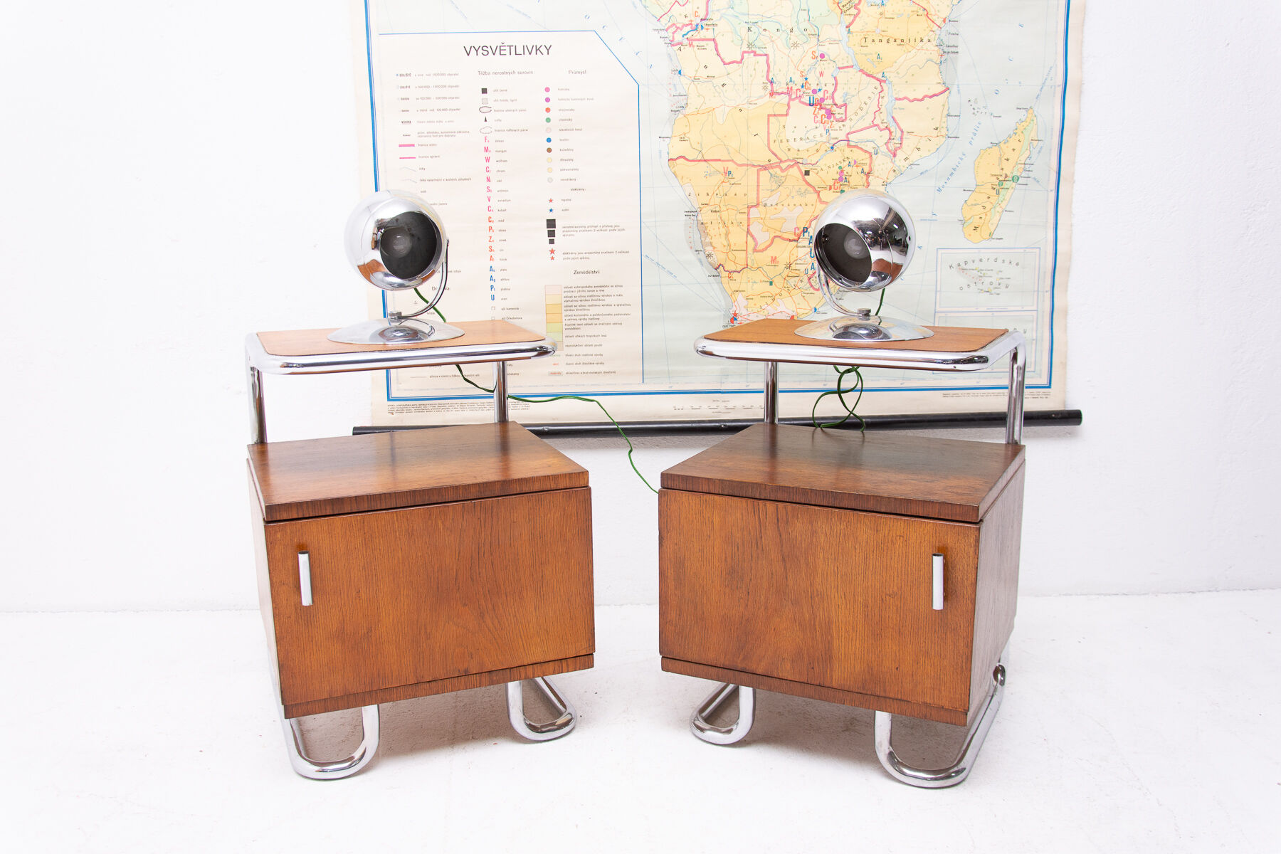 Pair of functionalist chromed night stands by Kovona, 1950’s, Czechoslovakia