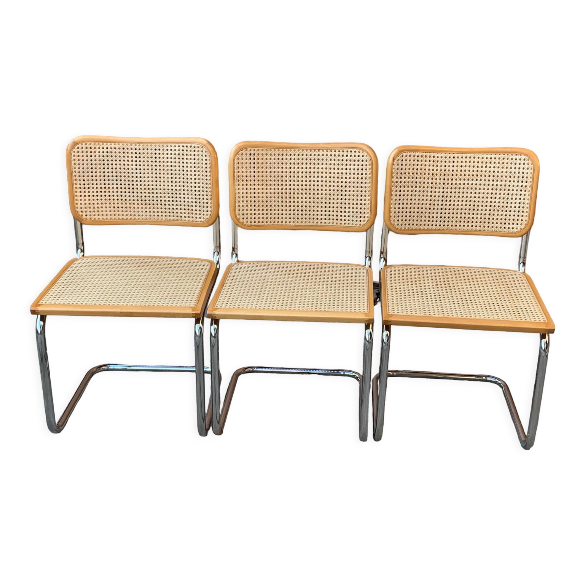 Lot de 3 chaises italiennes B32 Cesca du milieu du siècle par Marcel Breuer, années 1970