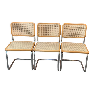 Ensemble de 3 chaises italiennes B32 Cesca par Marcel Breuer, années 1970