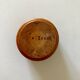 Vintage small round box with lid in light wood carved in relief decorated painted