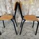 Pair of antique chairs in black metal + wooden seat & back