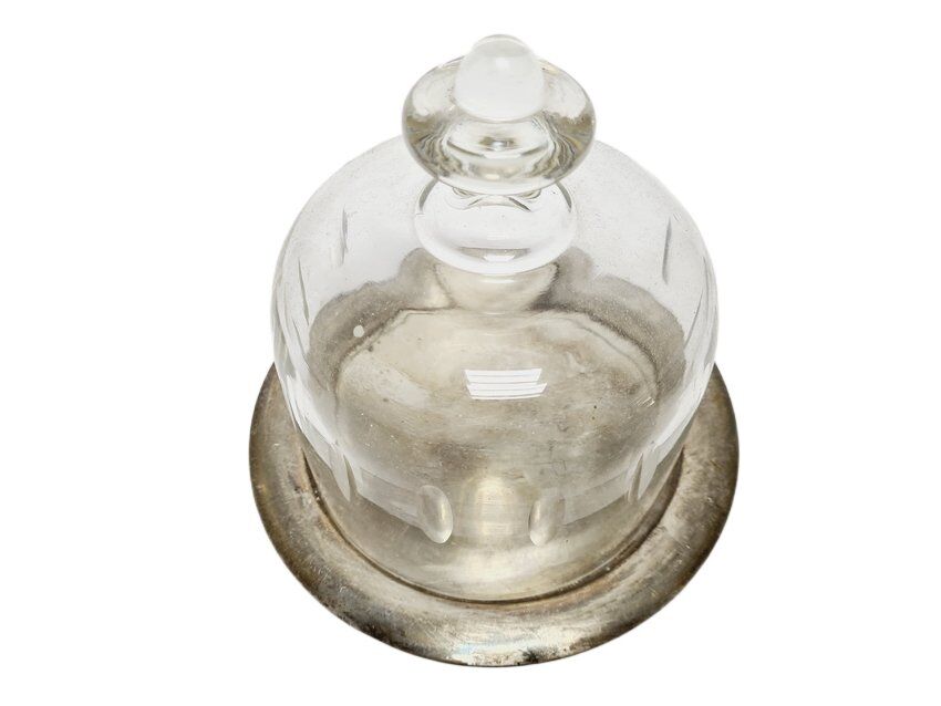 Art Nouveau bowl with crystal cake cover, Germany, 1920s, set of 2