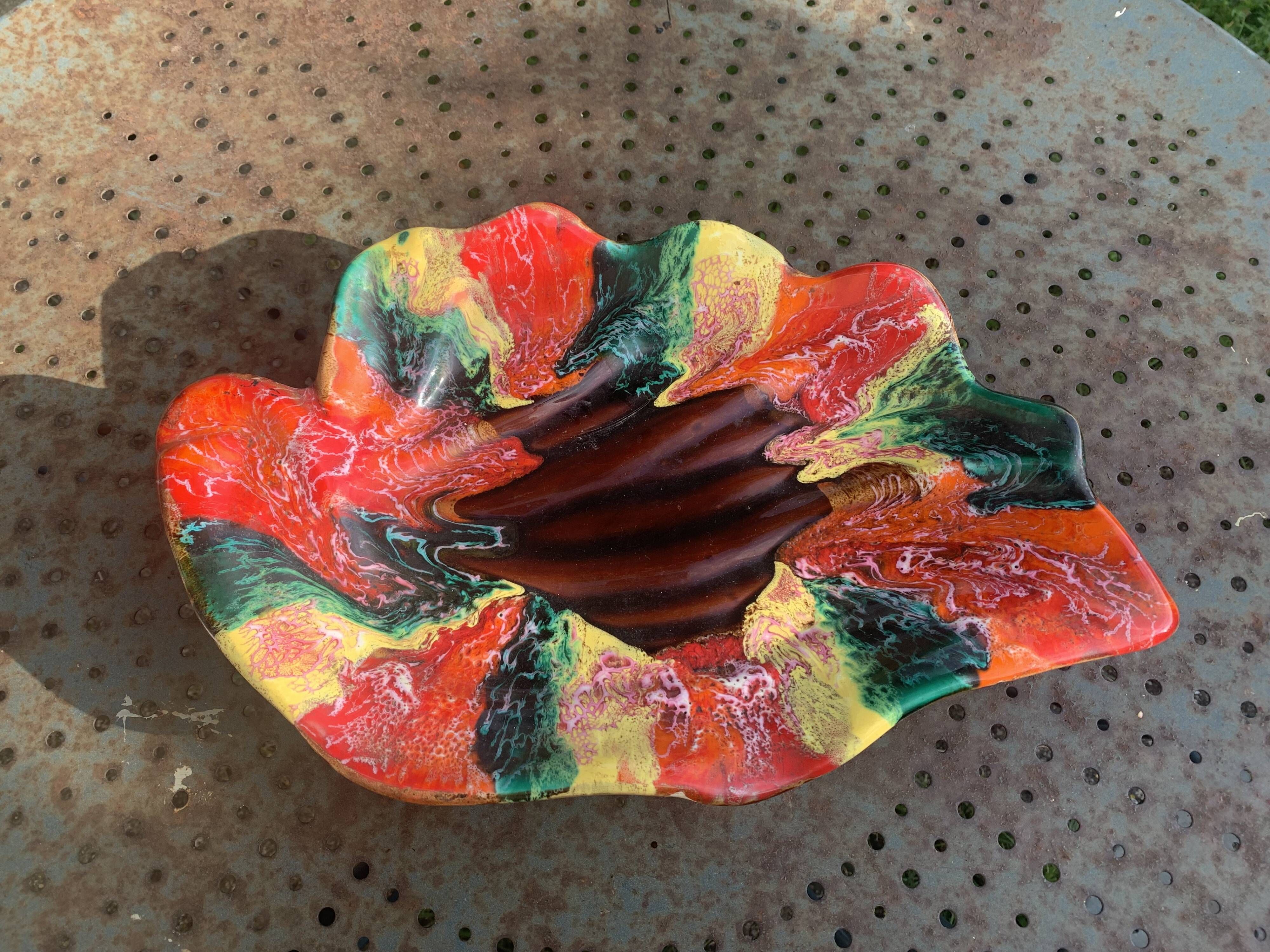 Fruit bowl in glazed ceramic stamped Vallauris, vintage 1960