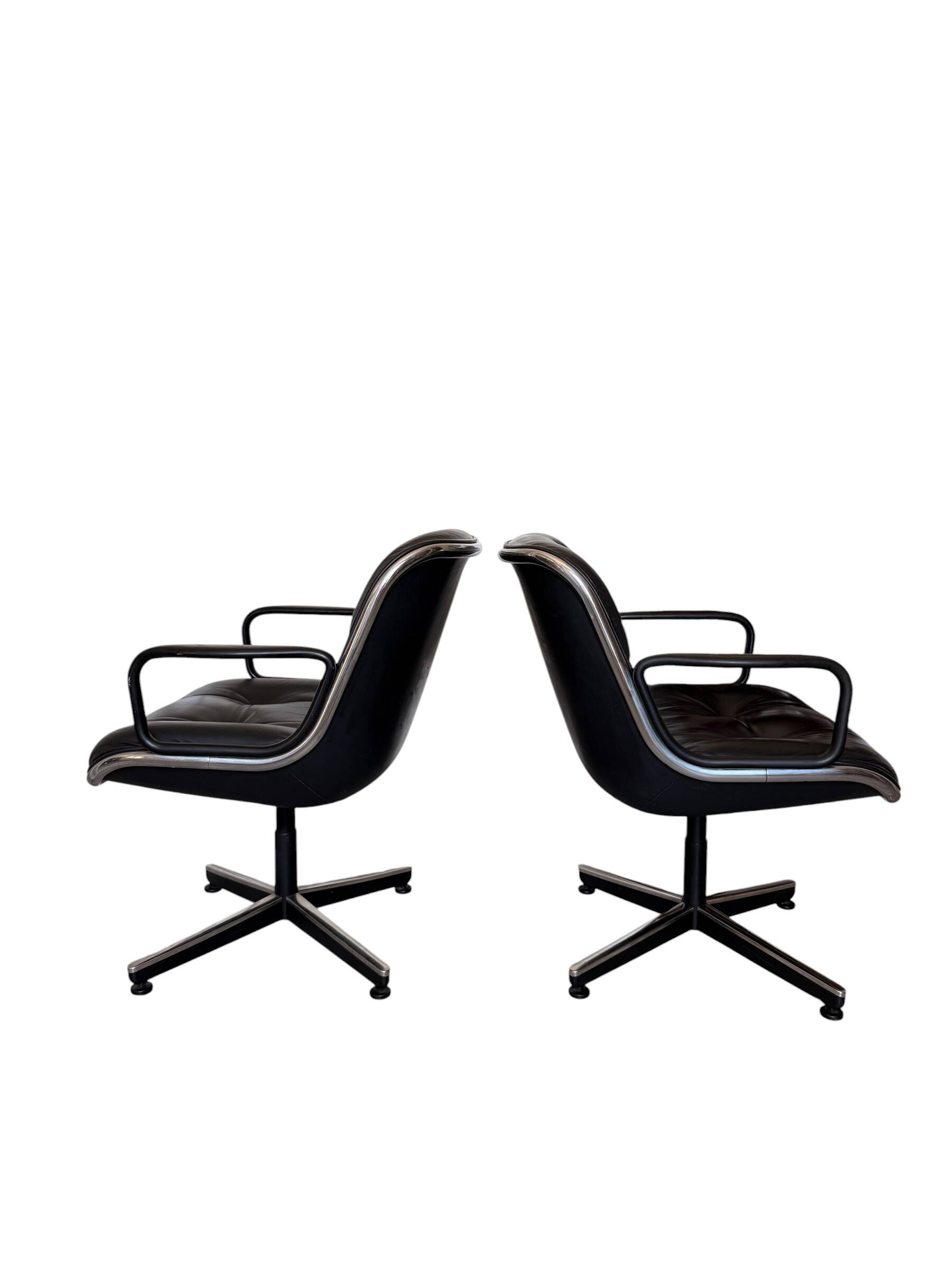 Paire de Fauteuils "Executive" Pollock pour Knoll - Cuir Noir