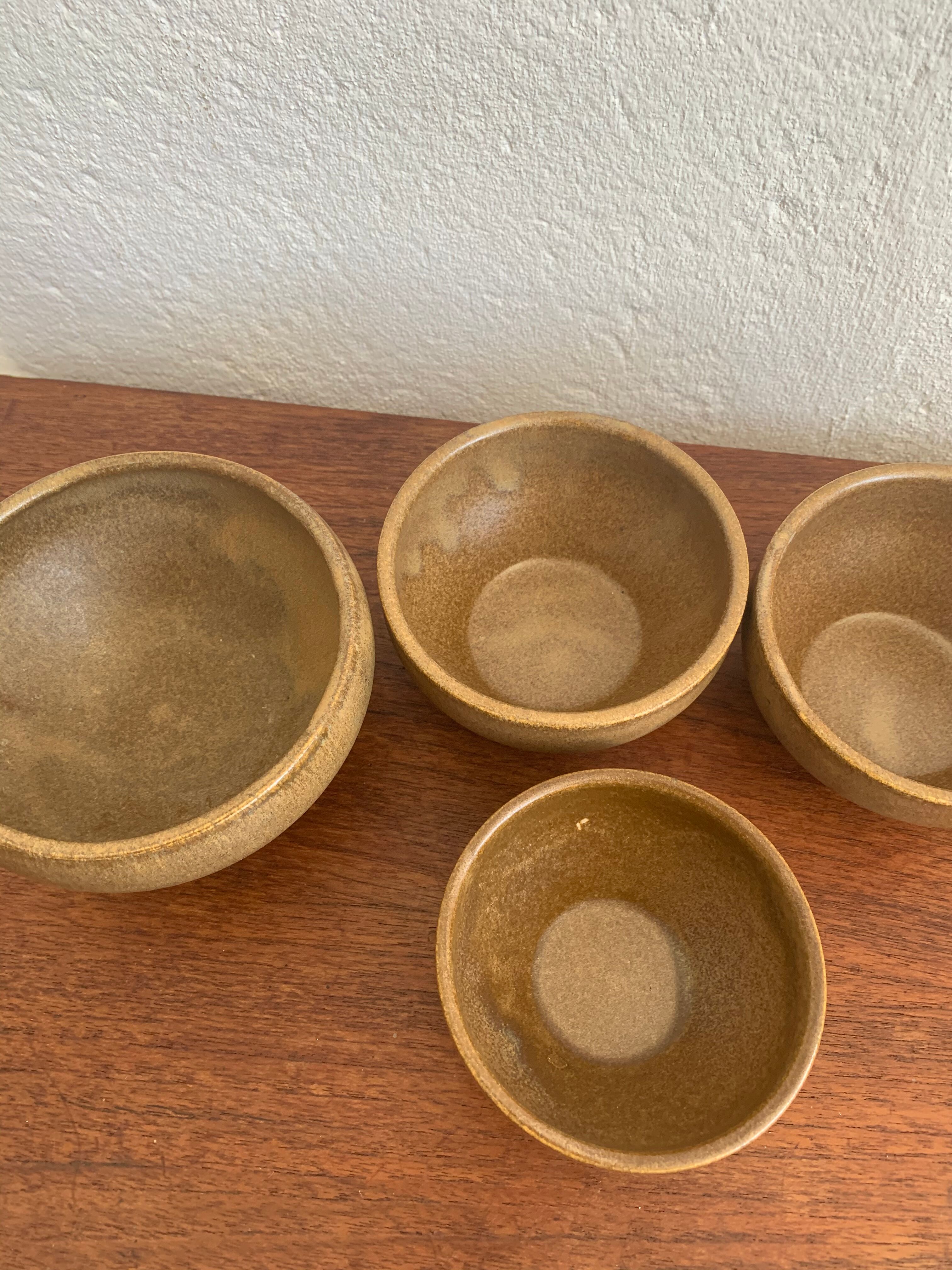 Set 4 vintage Digoin sandstone bowls