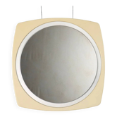 Vintage round mirror, plastic frame, glass, design, Italy, 1970s