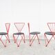Vintage red metal dining chairs, 1980s