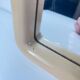 Square plastic mirror with rounded edges, cream, 1970s/80s.
