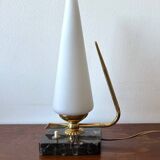 Small table lamp with white tulip marble base