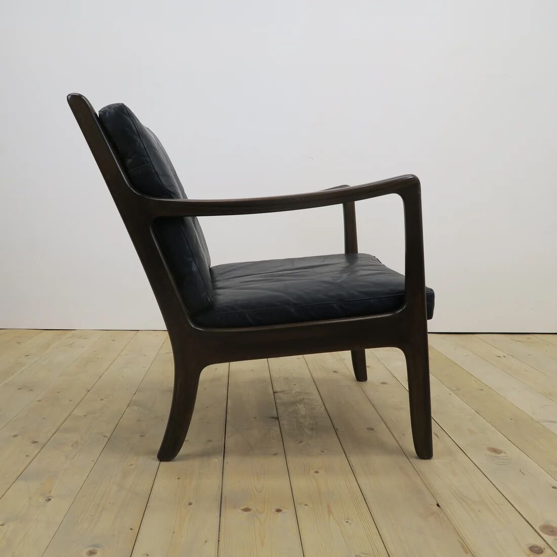 Scandinavian armchair in teak and leather, 1960s