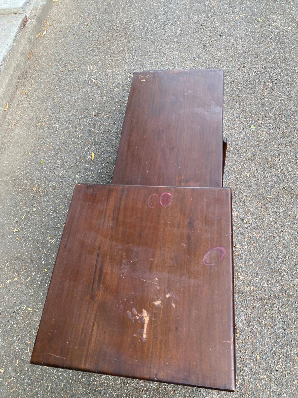 Asian-inspired staircase furniture in solid teak from the 1980s.