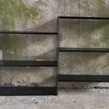 Double metal string shelf - 6 shelves, 3 uprights - vintage 1960