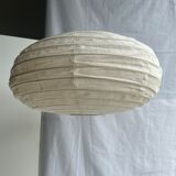 Suspension in rattan and natural japanese linen lantern shape h70 d50