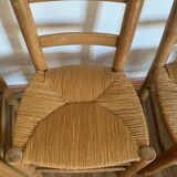 Ensemble de quatre chaises paillées