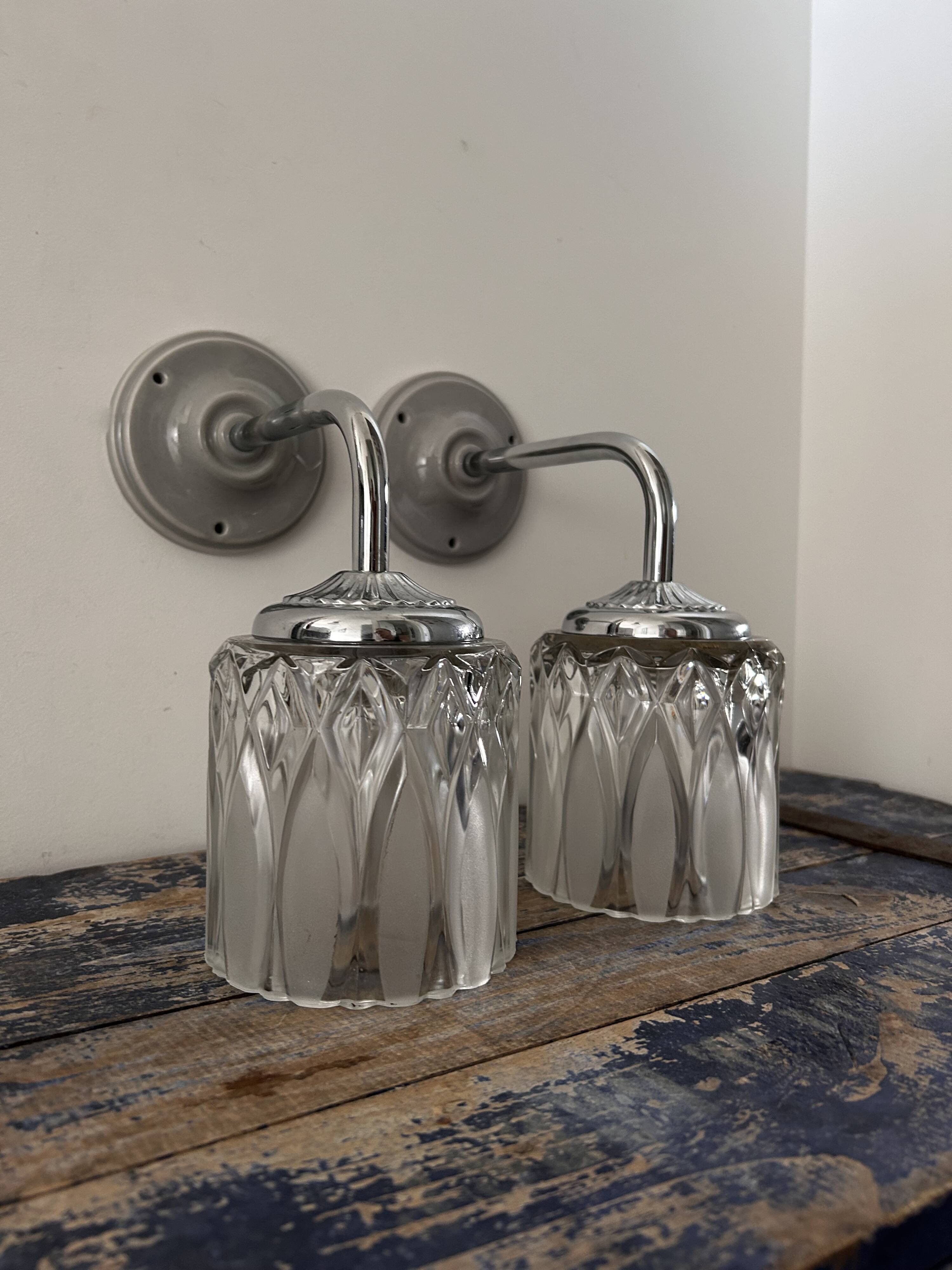 Pair of vintage chrome wall lights