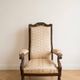 Louis Philippe style Voltaire armchair in wood and beige fabric