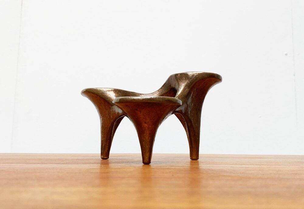 Vintage German brutalist metal candlestick by Harjes.