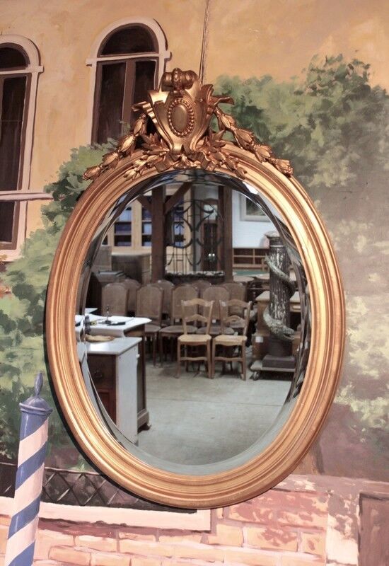 Ice oval wooden gilded 19th 75x102cm