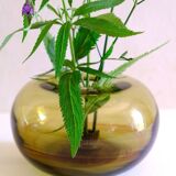 Blown glass ball vase by Claude Morin, Dieulefit France 1979