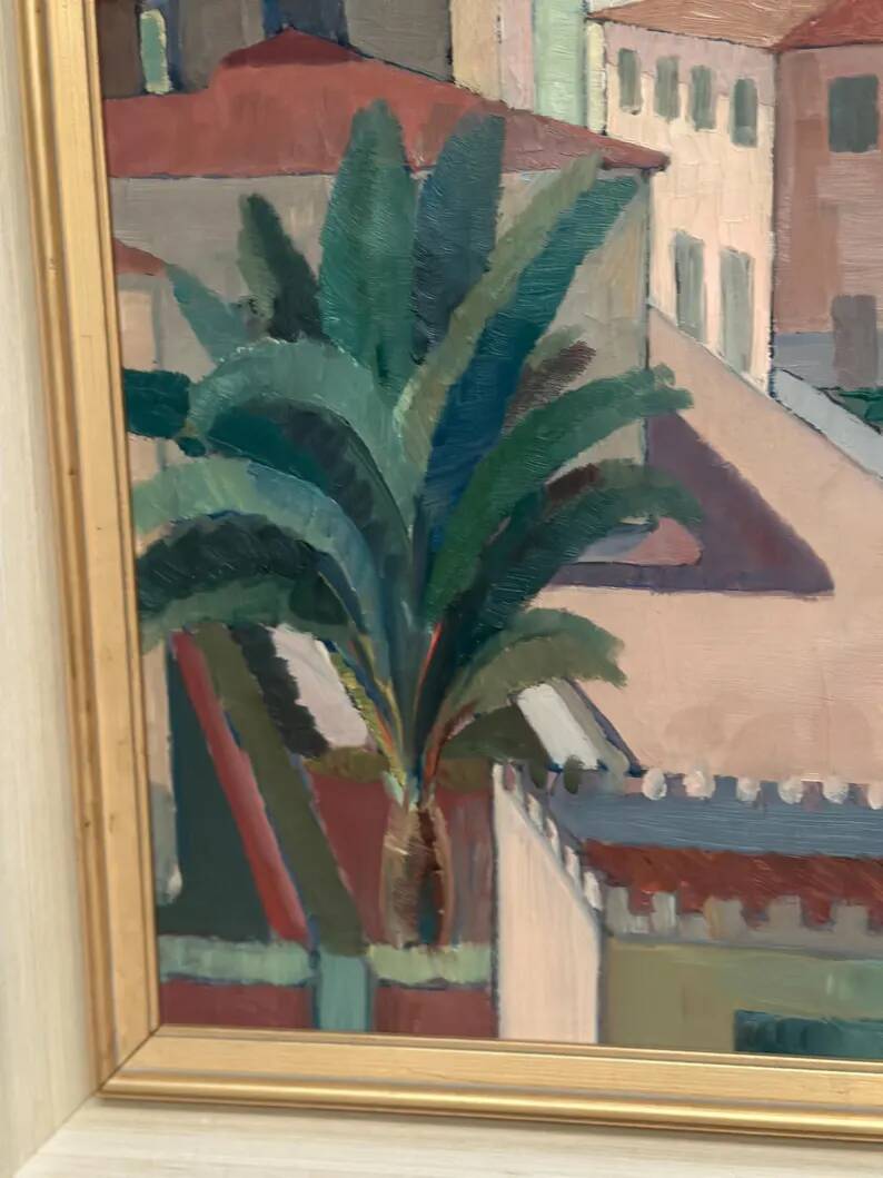 Original Swedish Oil on Canvas – “Motif from Italy” by K. Berthel – Signed – Dated 1949 – Vintage & Framed – 73 × 61 cm (28.7" × 24")