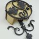 1970s WALL LAMP wrought iron and parchment koch & sons brutalist rustic