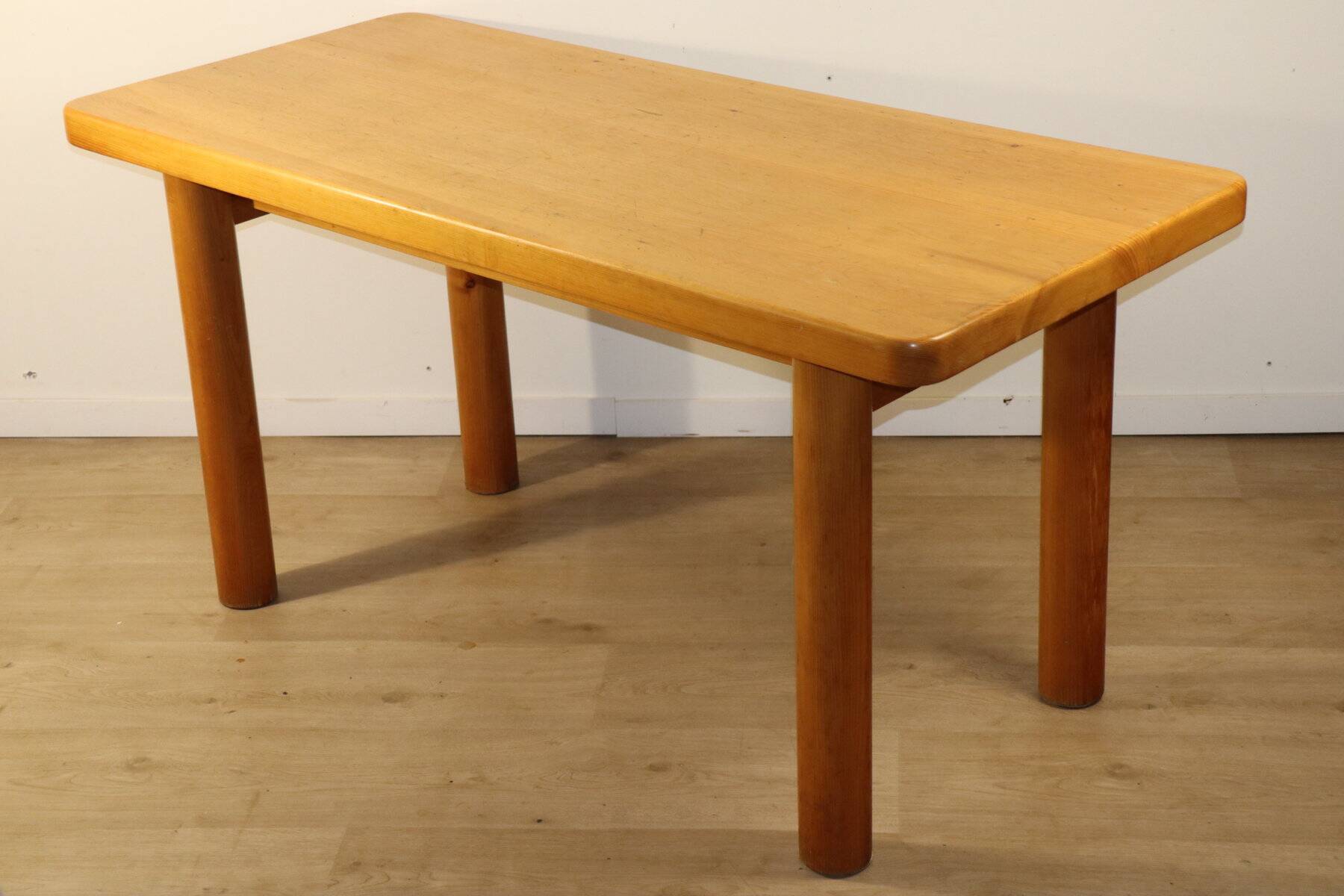 René Martin table in solid pine, modernist, 1960