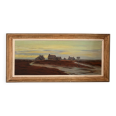 Old Large Painting Marsh Sea Countryside River Lake Hunting Fishing Signed Lemon