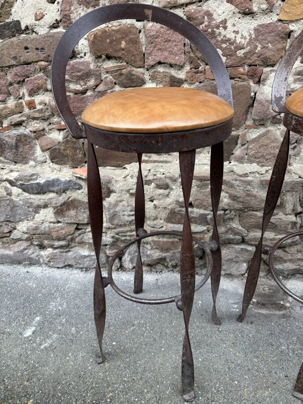 Set de 4 Tabourets de bar restaurant Pub taverne métal 1970s
