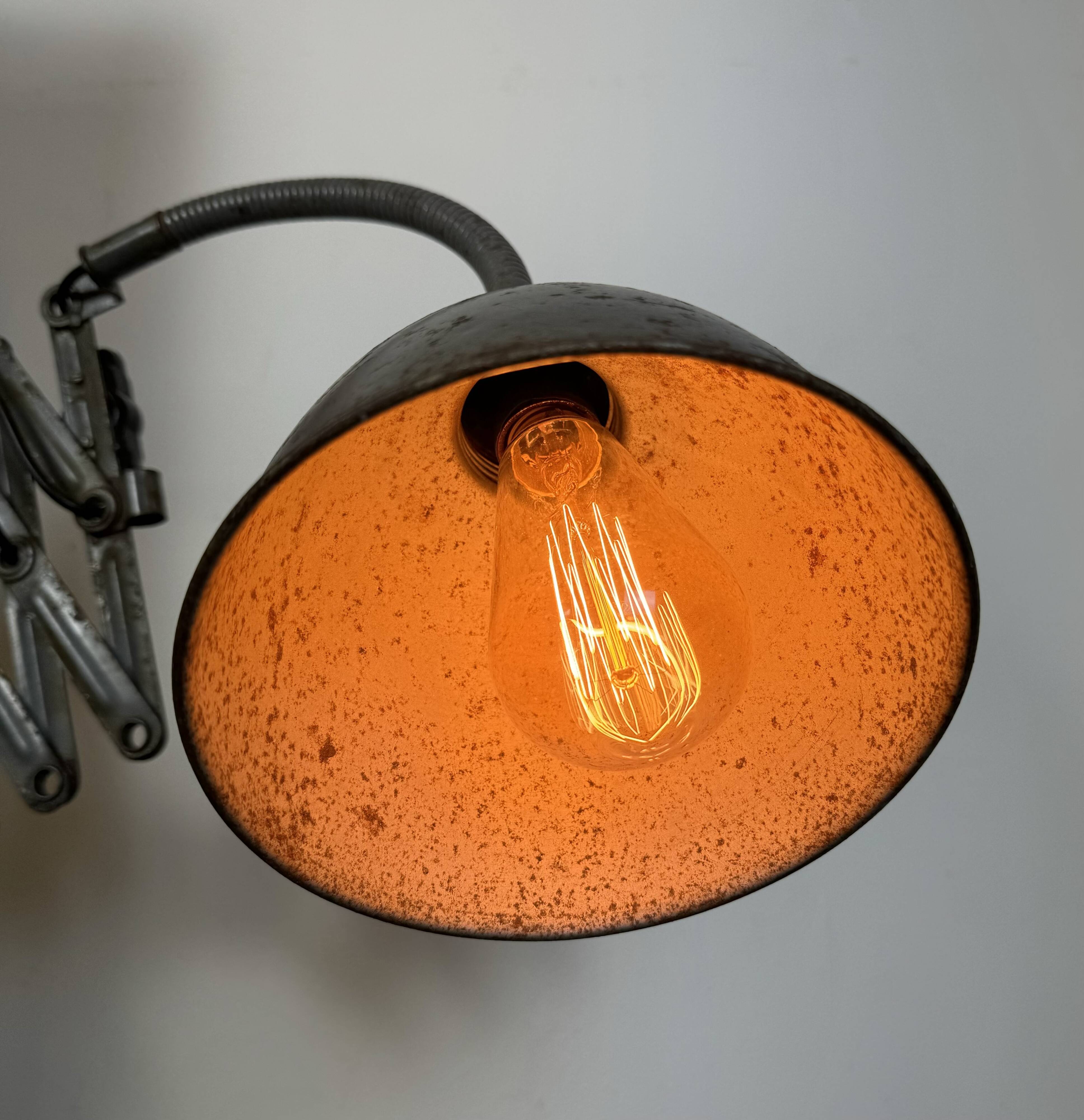 Grey Industrial Scissor Wall Lamp from Elektroinstala, 1960s